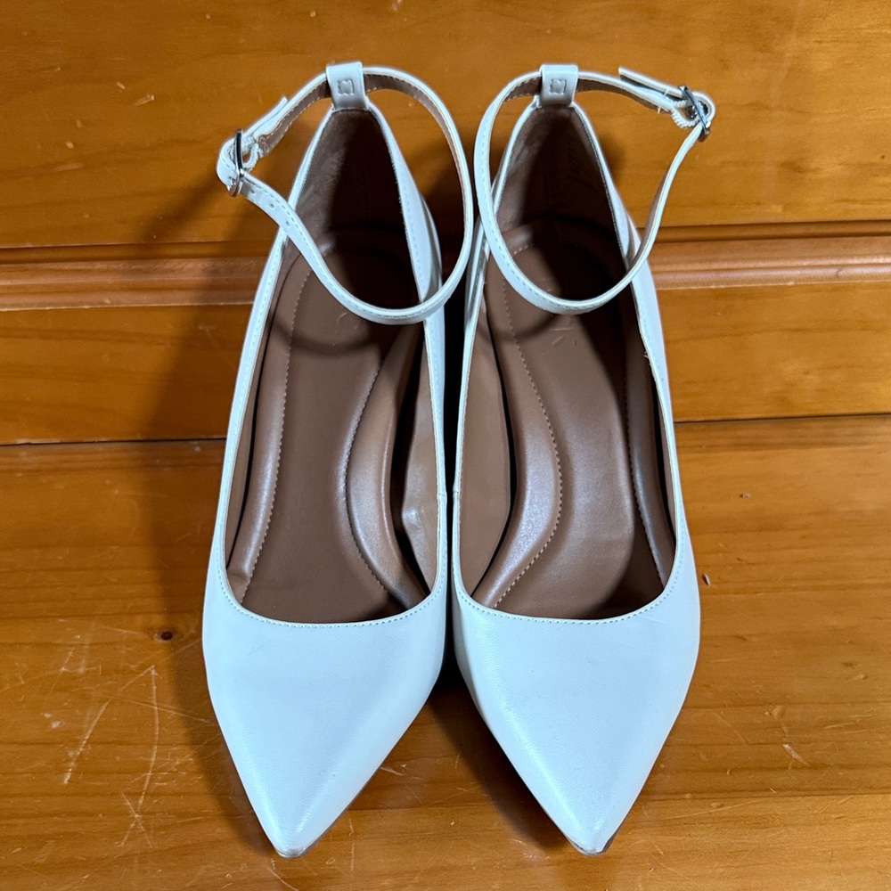 Chic White Ankle Strap Wedge Heels